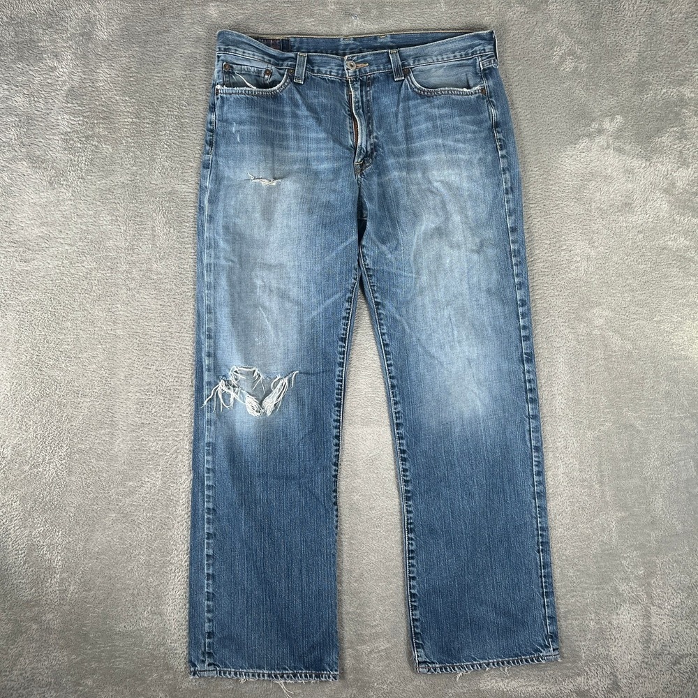 Lucky Brand‎ Vintage Straight Leg Jeans Mens 36x32 Blue Distressed Denim Cotton